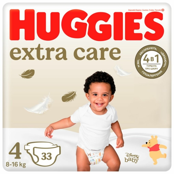 Подгузники Huggies Extra Care 4, 8-16 кг, 33 шт