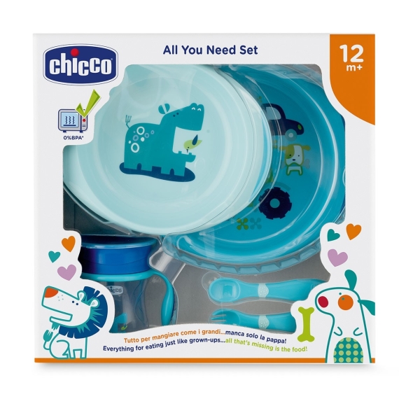 Подарочный набор посуды Chicco Meal Set, от 12 месяцев (голубой)