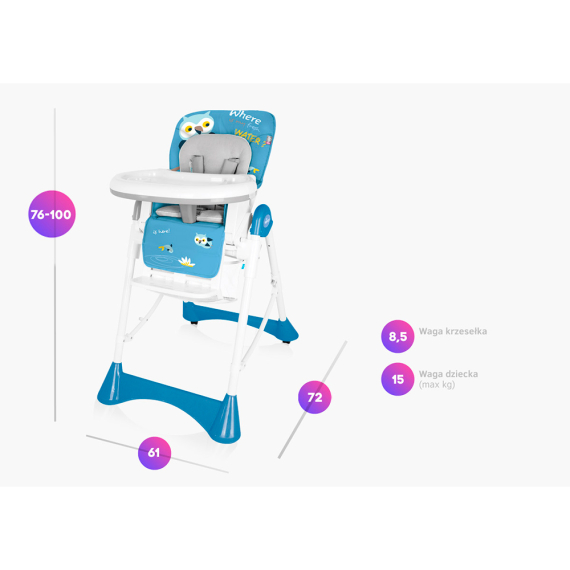 Стільчик для годування Baby Design Pepe New (05 Turquoise)
