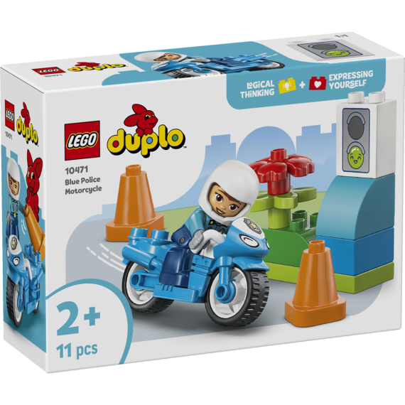 Конструктор LEGO DUPLO Town Синій поліцейський мотоцикл, 11 Деталей