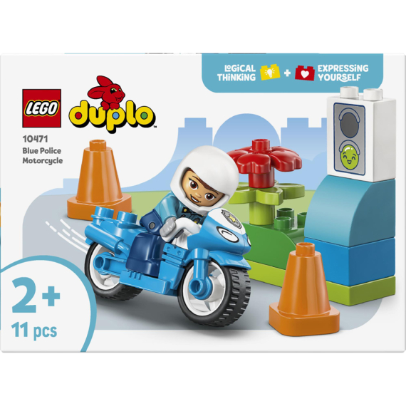 Конструктор LEGO DUPLO Town Синій поліцейський мотоцикл, 11 Деталей