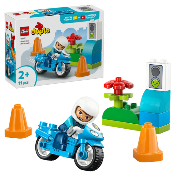 Конструктор LEGO DUPLO Town Синій поліцейський мотоцикл, 11 Деталей