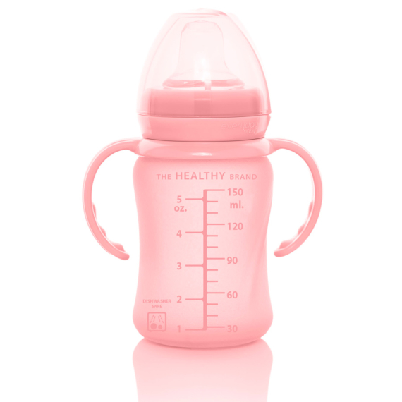 Стеклянный детский поильник с силиконовой защитой Everyday Baby, 150 мл (розовый)