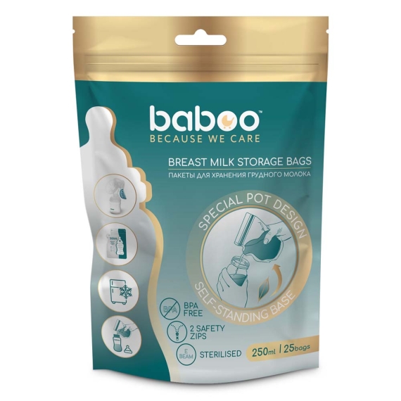 Пакети для зберігання грудного молока Baboo, 25 шт