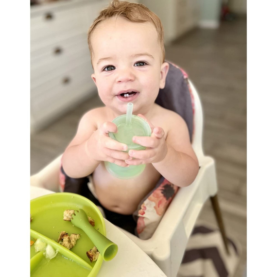 Силіконова кришка та трубочка для стаканчика Olababy (Mint/Бірюзовий)