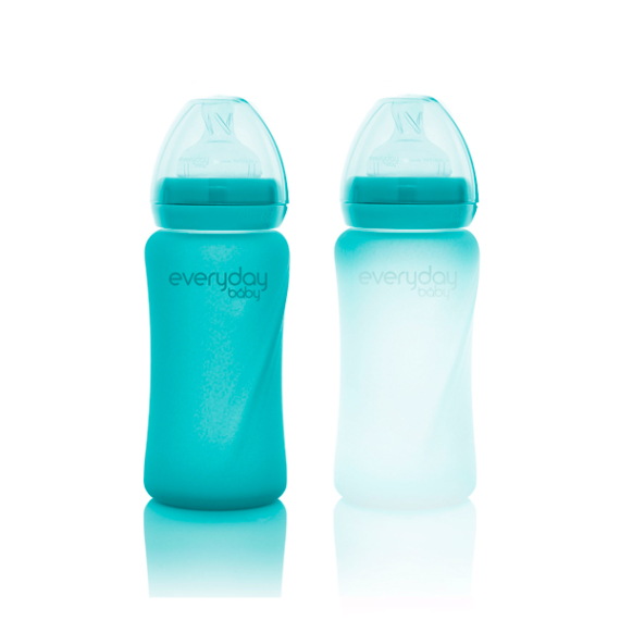 Стеклянная термочувствительная детская бутылочка Everyday Baby, 300 мл (бирюзовая)