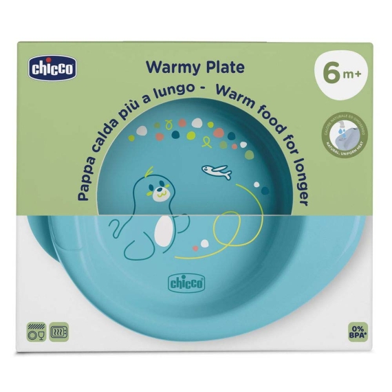 Термостійка тарілка Chicco Warm Plate від 6 місяців (блакитний)