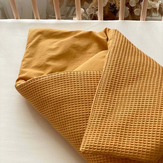 Плед-конверт с одеялом Маленькая Соня вафля+жатка (горчица)