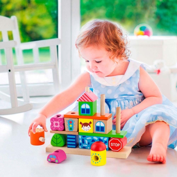 Дерев'яна пірамідка Viga Toys Городок