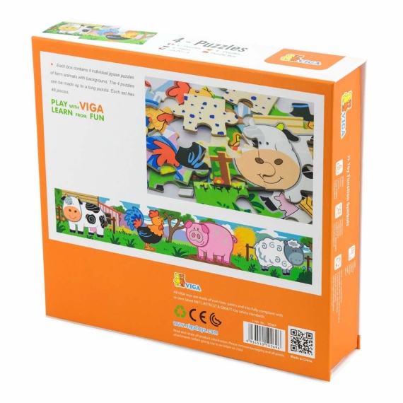 Дерев'яний пазл Viga Toys Ферма 4 в 1, 48 ел