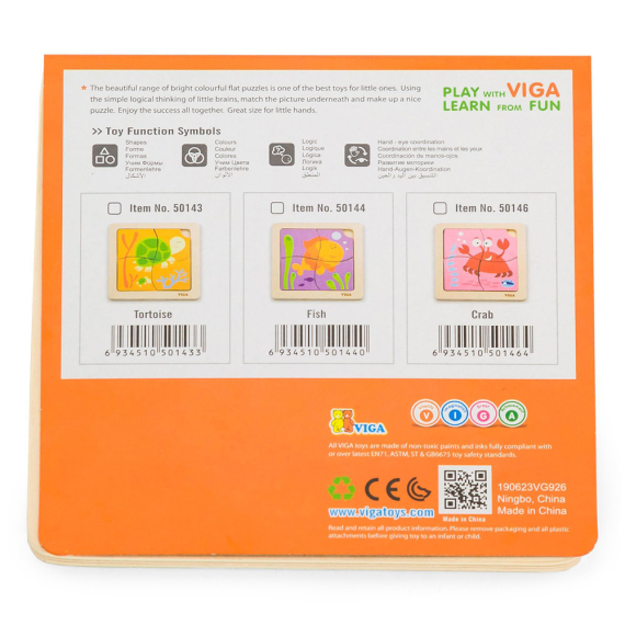 Дерев'яний мініпазл Viga Toys Рибка, 4 ел