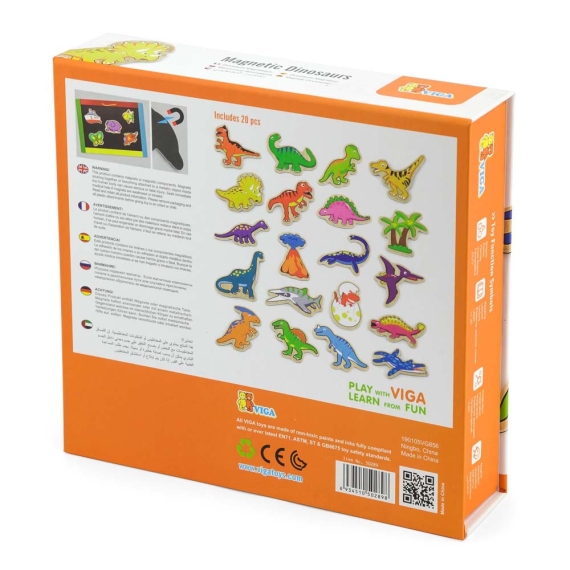 Набір магнітів Viga Toys Динозаври, 20 шт