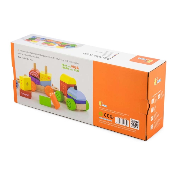 Дерев'яний поїзд Viga Toys Яскраві кубики
