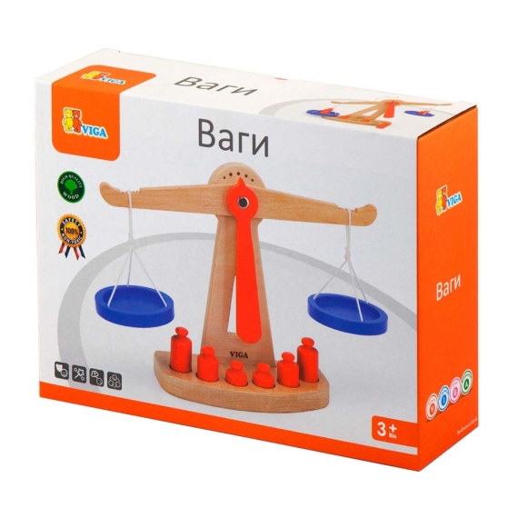 Дерев'яні навчальні ваги Viga Toys з гирями
