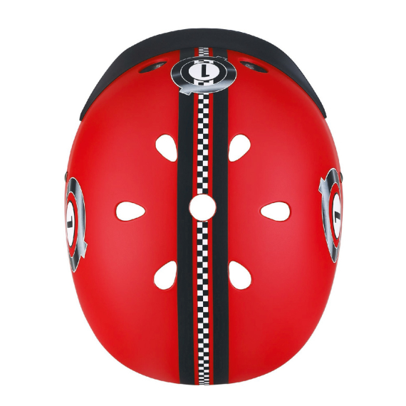 Шлем защитный детский Globber Elite с фонариком, размер XS/S (гонки / красный)