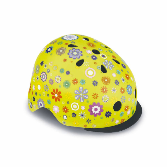 Шлем защитный детский Globber Elite с фонариком, размер XS/S (цветы / зеленый)