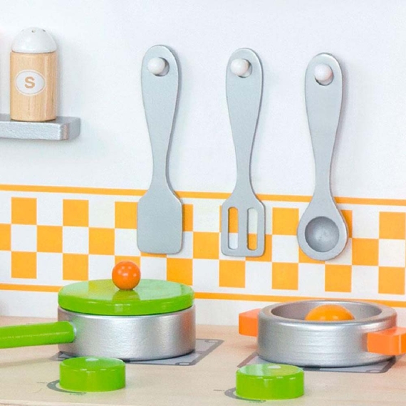 Дитяча кухня Viga Toys з дерева з посудом