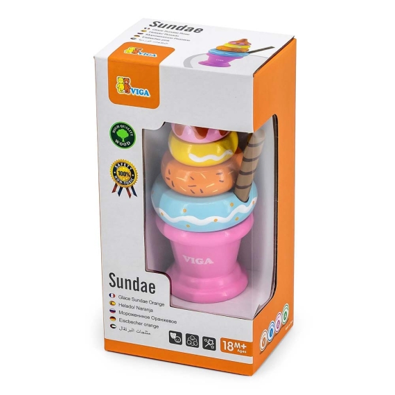 Дерев'яна пірамідка Viga Toys Морозиво (рожевий)