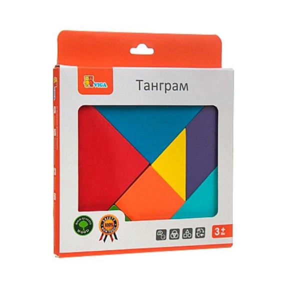 Гра-головоломка Viga Toys Кольоровий дерев'яний танграм, 7 ел