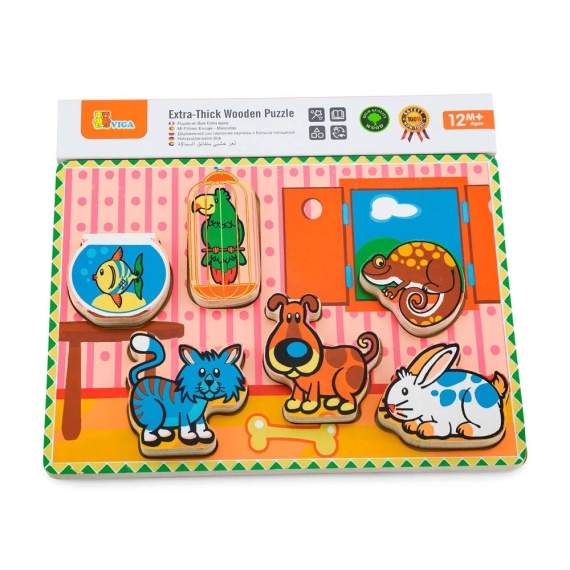 Дерев'яна рамка-вкладиш Viga Toys Домашні вихованці