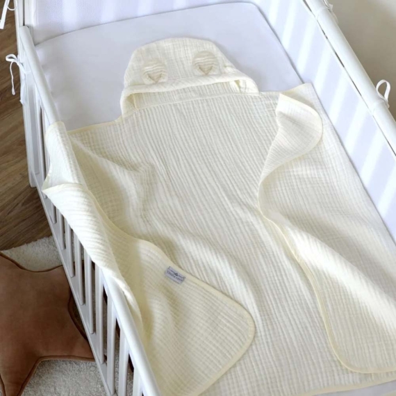 Пелюшка для купання Baby Veres Муслін Ведмедик (молочний)