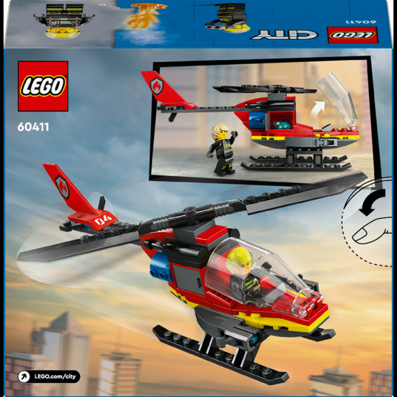 Конструктор LEGO City Пожежний рятувальний гелікоптер, 85 деталей
