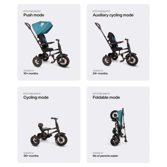 Велосипед складаний триколісний Qplay RITO Rubber (Grey)