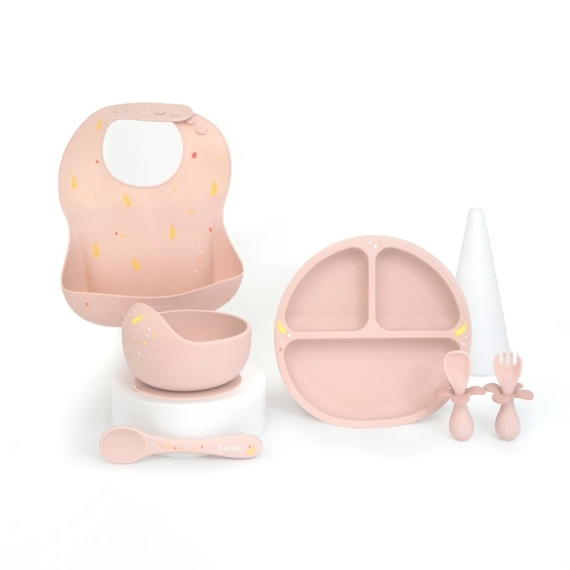 Набір посуду Oribel Cocoon: тарілка, ложка, виделка (розовый)