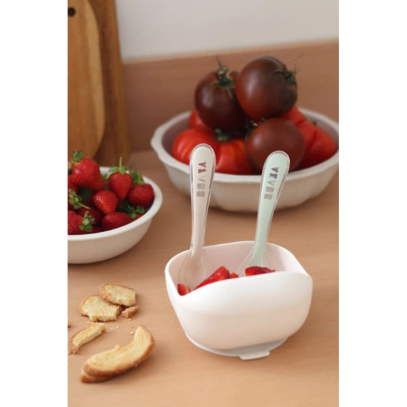 Набір ложок Beaba силіконових, 8+, 2 шт (оливковий/рожевий)