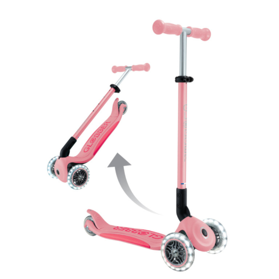 Самокат GLOBBER серії ELITE LIGHTS колеса з підсвіткою, 50 кг, 3+ (пастельно-рожевий)
