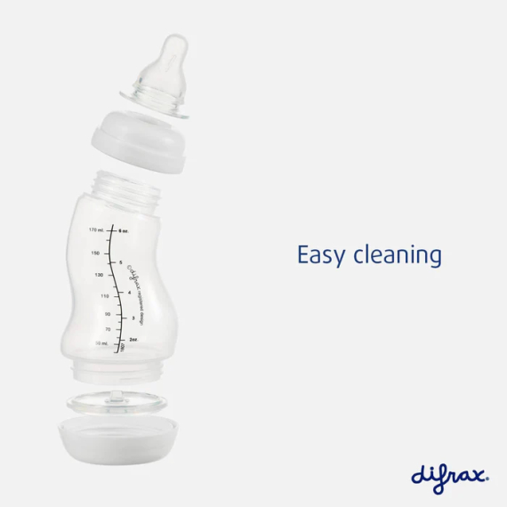 Скляна антиколікова пляшечка Difrax S-bottle Natural із силіконовою соскою, 250 мл (колір в асортименті)