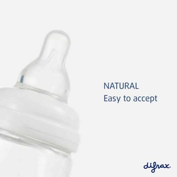 Стеклянная антиколиковая бутылочка Difrax S-bottle Natural с силиконовой соской, 250 мл (Blue)