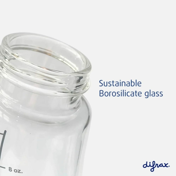 Стеклянная антиколиковая бутылочка Difrax S-bottle Natural с силиконовой соской, 250 мл (Popcorn)