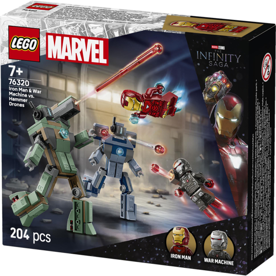 Конструктор LEGO Super Heroes Залізна людина та Бойова Машина проти Хаммер Дронів, 204 деталі