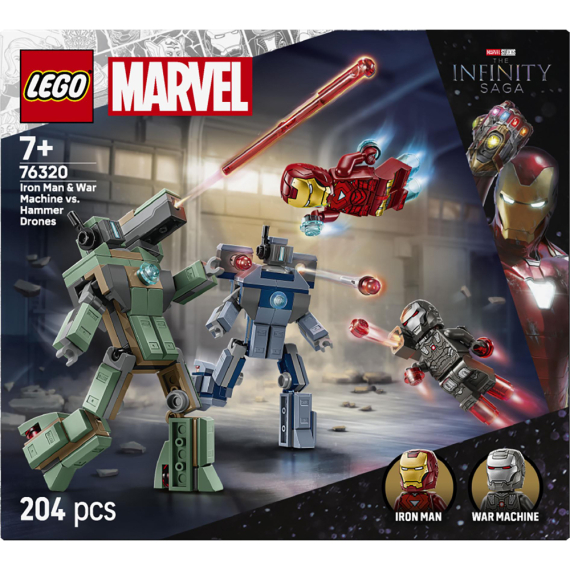 Конструктор LEGO Super Heroes Залізна людина та Бойова Машина проти Хаммер Дронів, 204 деталі