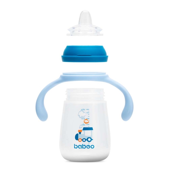 Чашка непроливайка Baboo із силіконовим носиком, 260 мл, 6+ міс (Transporti / блакитна)