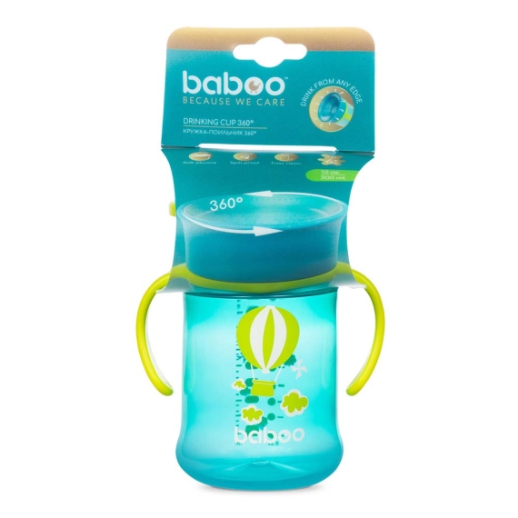 Чашка непроливайка Baboo 360°, 300 мл, 6+ мес (Transport / зеленая)