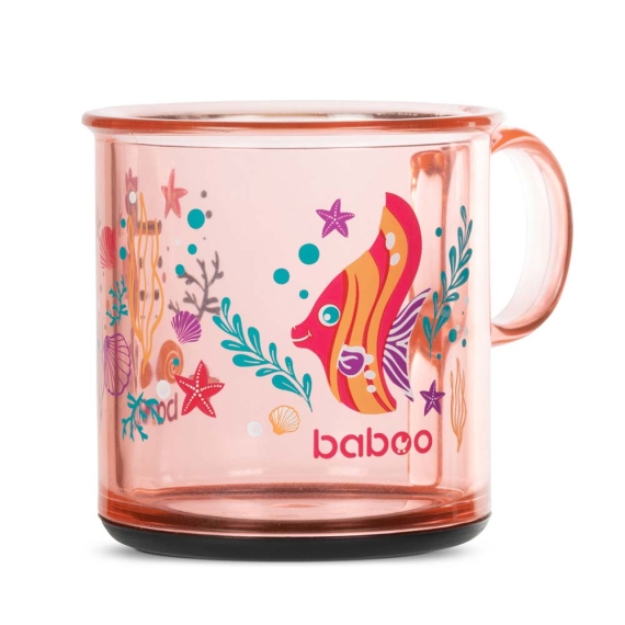 Чашка с нескользящим дном Baboo, 170 мл, 12+ мес (Sea Life / розовая)