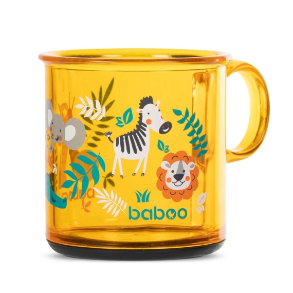 Чашка з нековзким дном Baboo, 170 мл, 12+ міс (Safari / жовта)