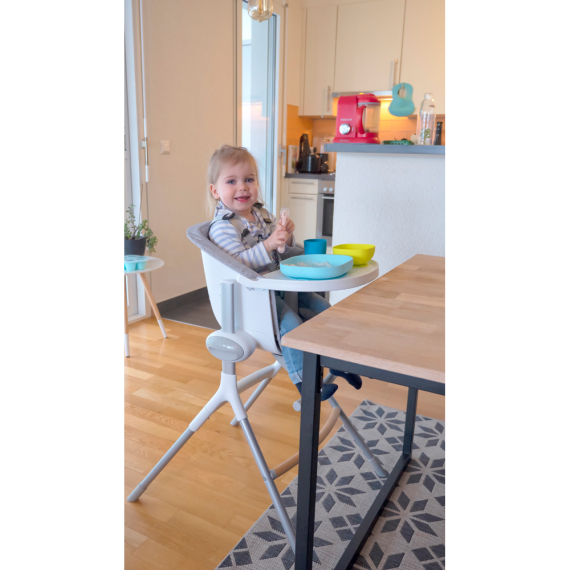 Набір: тарілка, миска, стакан, ложка Beaba 4+ (синій/неон)