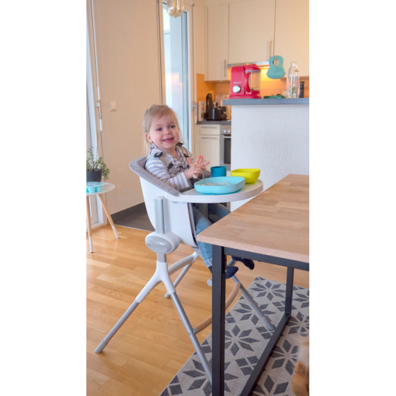 Набір: тарілка, миска, стакан, ложка Beaba 4+ (синій/неон)