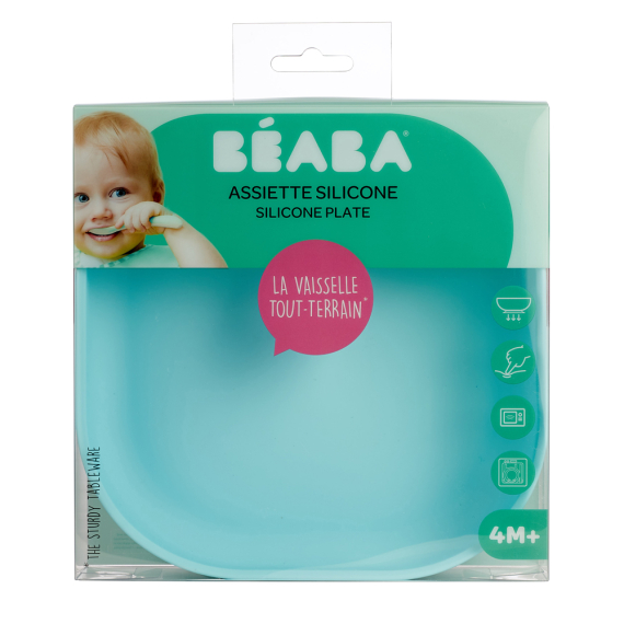 Тарілка Beaba силіконова на присосці 600 мл (синій)