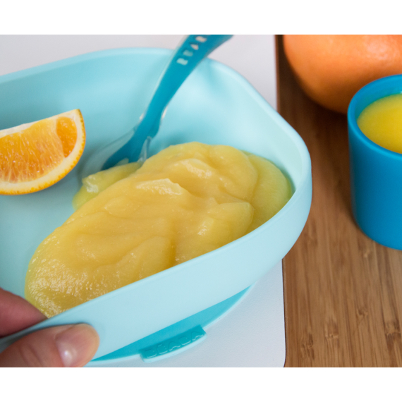 Тарілка Beaba силіконова на присосці 600 мл (синій)