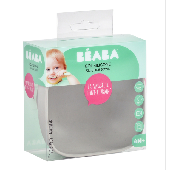 Миска Beaba силіконова на присосці 350 мл (сірий)