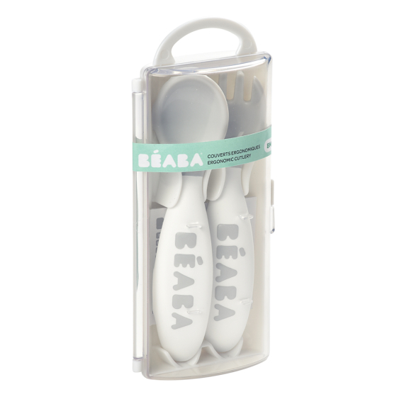 Набір ложка і вилка Beaba 8+ (сірий)