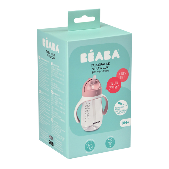 Поїльник Beaba з трубочкою, 300 мл (рожевий)