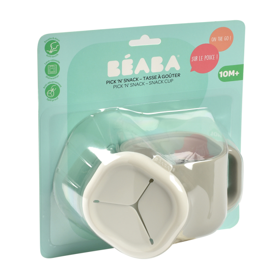 Чашка Beaba Pick 'n' Snack силіконова для снеків і напоїв (сірий)