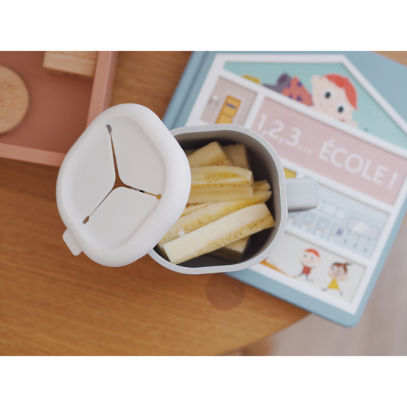 Чашка Beaba Pick 'n' Snack силіконова для снеків і напоїв (сірий)