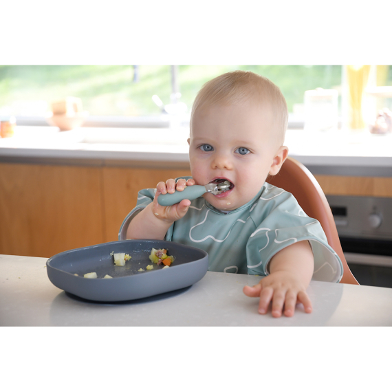 Набір ложка і виделка Beaba металеві 10+ (оливковий)