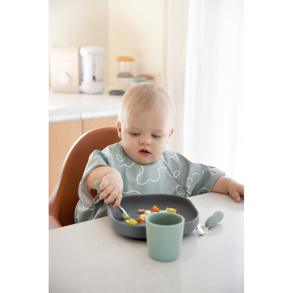 Набір ложка і виделка Beaba металеві 10+ (оливковий)